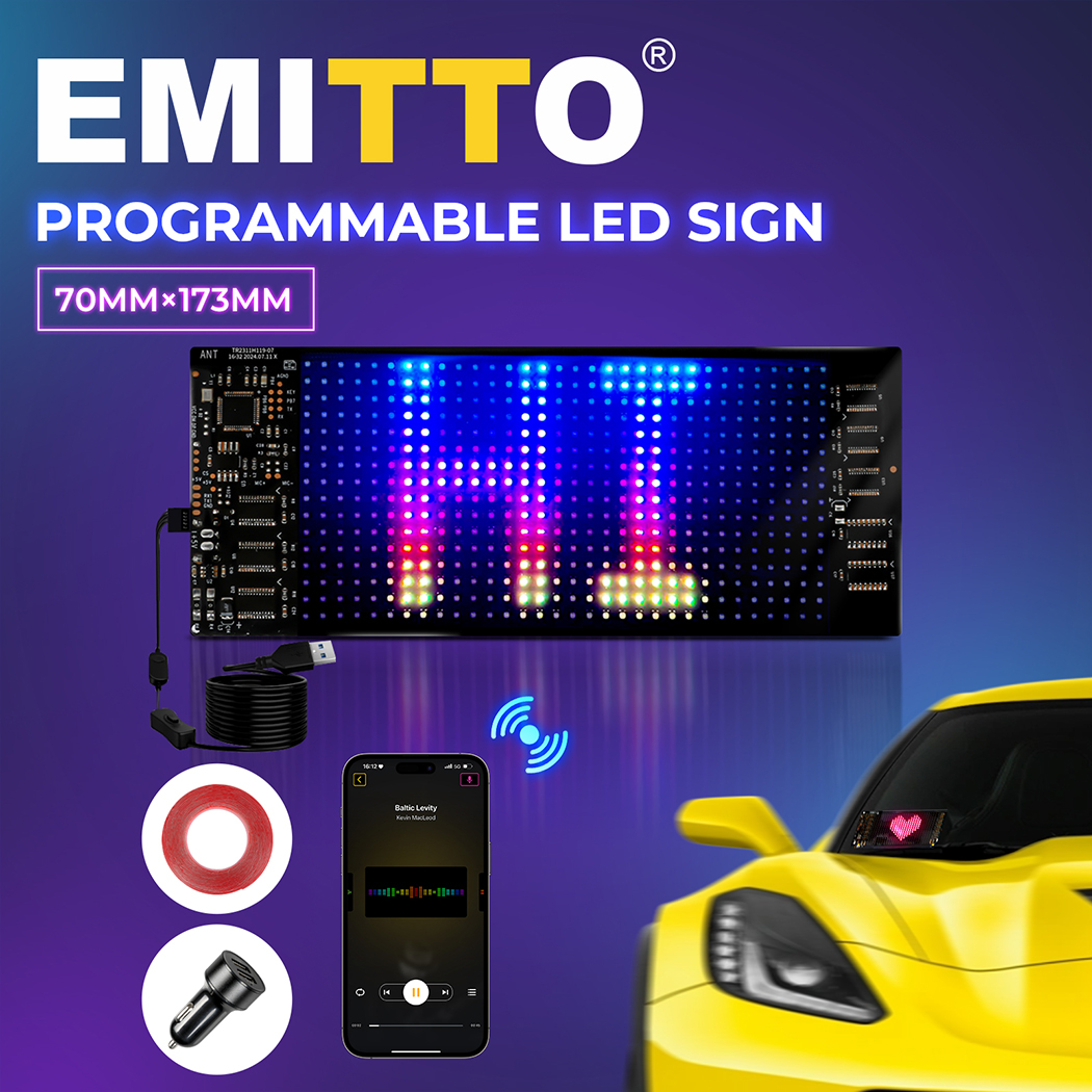 Emitto Car Window LED Light Dynamic Display Screen Panel APP Control Waterproof - Picture 12 of 33