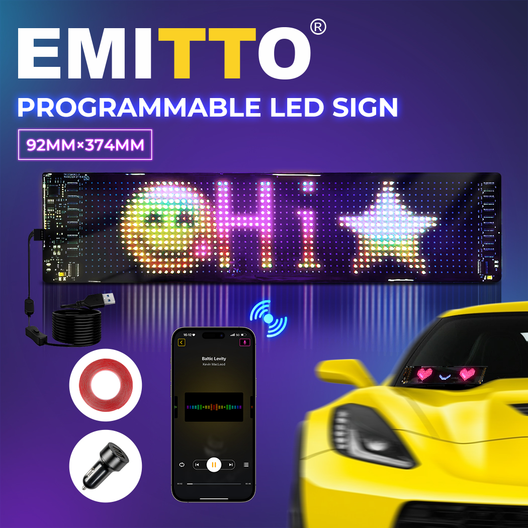 Emitto Car Window LED Light Dynamic Display Screen Panel APP Control Waterproof - Picture 23 of 33