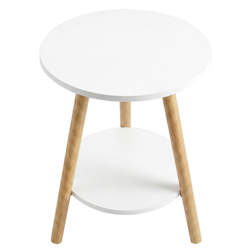 Levede Round Coffee Table 2-Layer Living Room End Tables Bedroom Side Tables detail
