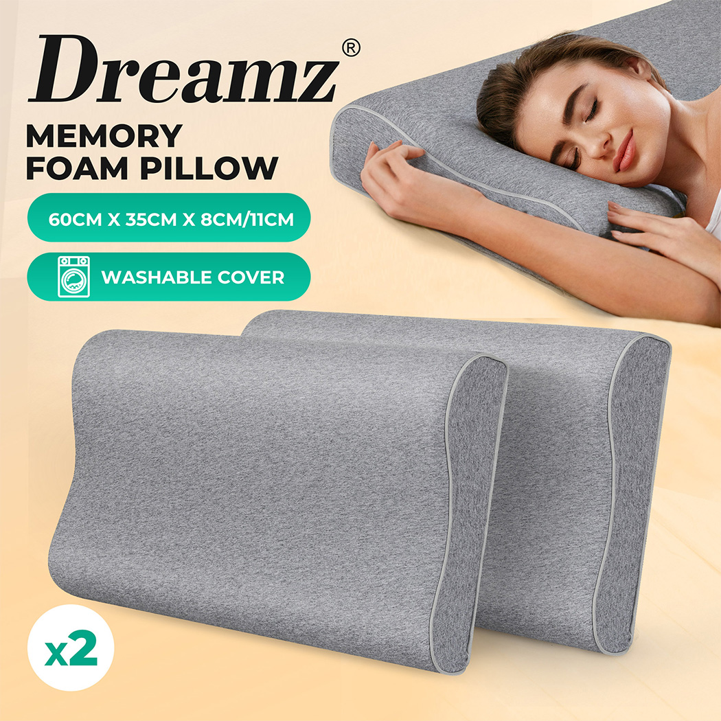 Dreamz Memory Foam Pillows Cervical Support Pilowcase Ergonomic Neck Pain Relief - Picture 11 of 30