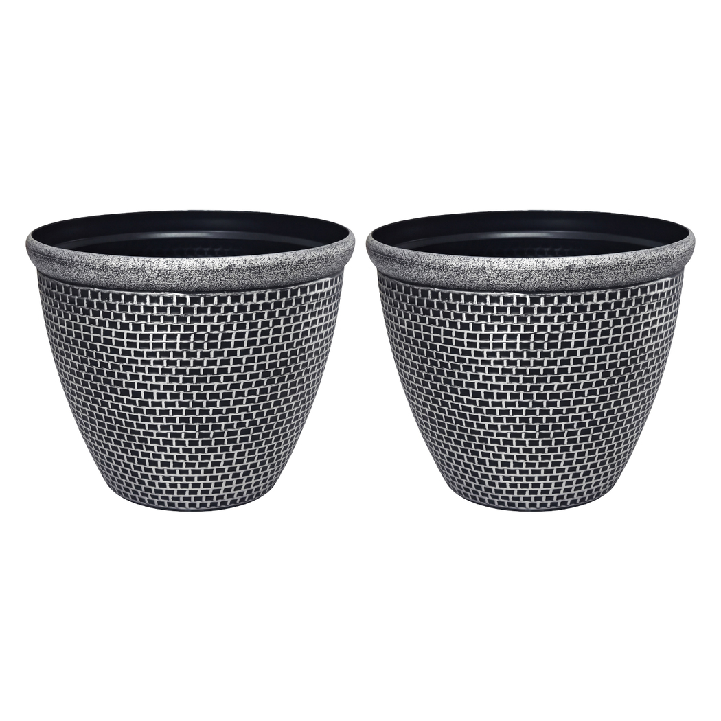 Toque Plastic Plant Pots 30cm Outdoor Garden Planter 2 Pcs With Drainage Holes