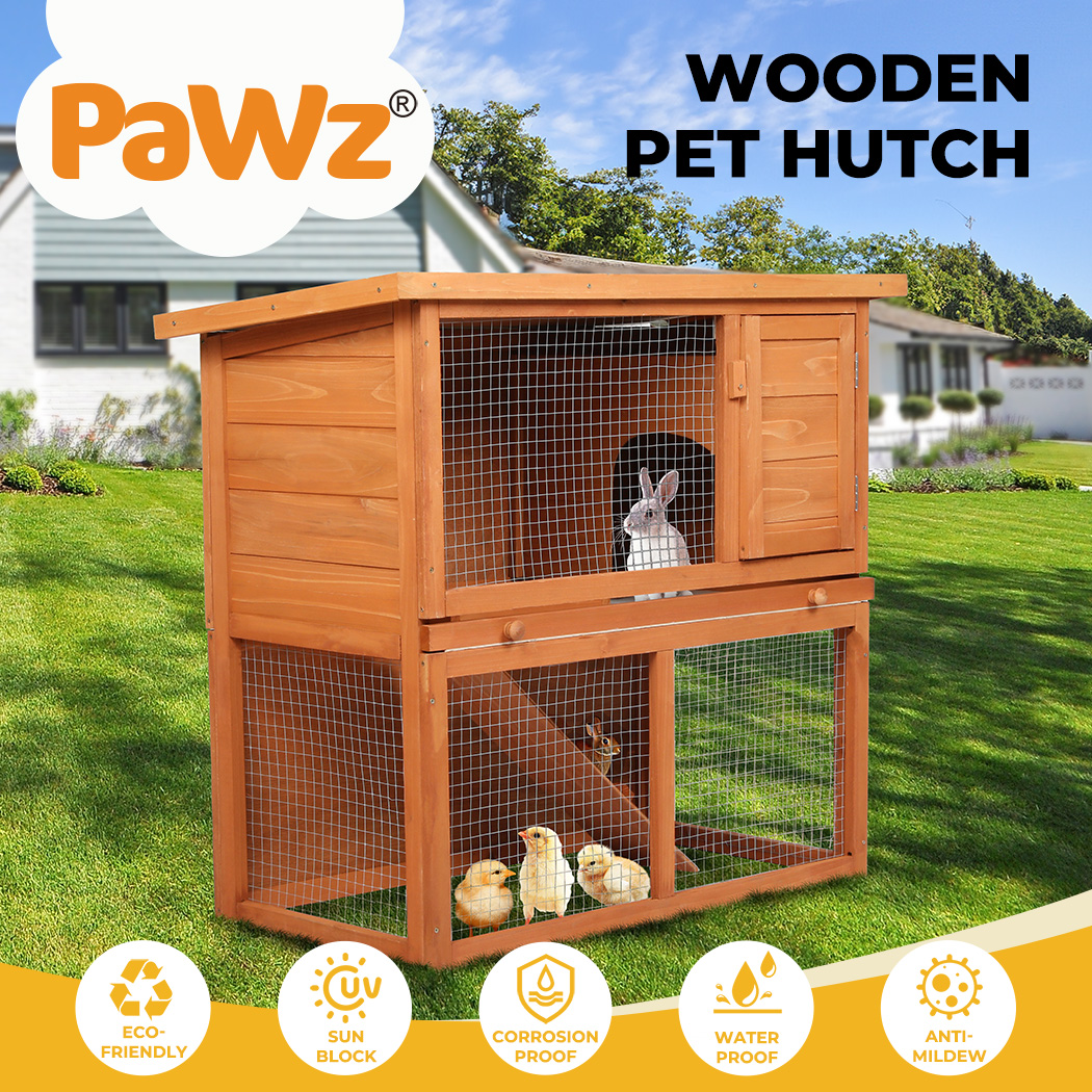 Pawz Chicken Coop Rabbit Hutch Large Hen Run Cage Hutches House Wooden Outdoor - Picture 34 of 45