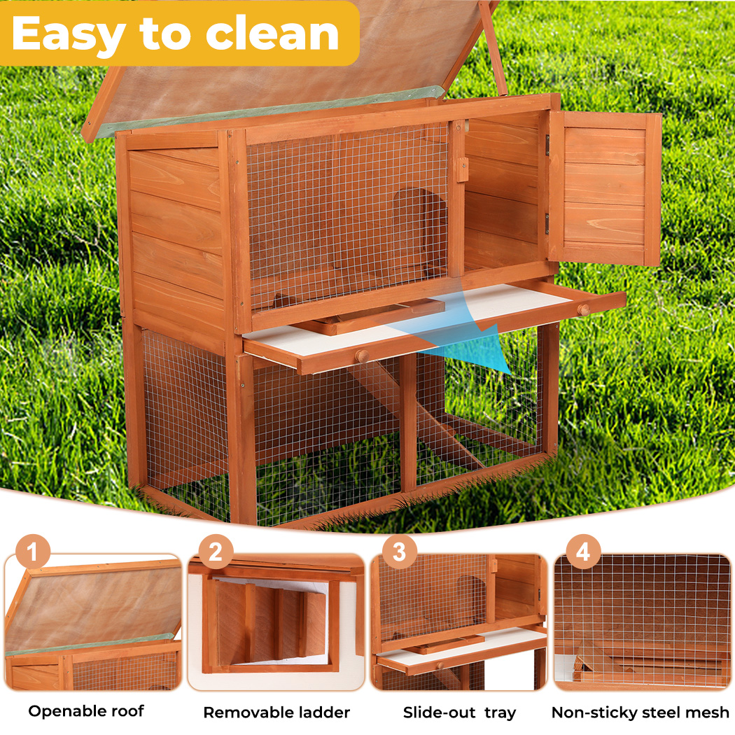 Pawz Chicken Coop Rabbit Hutch Large Hen Run Cage Hutches House Wooden Outdoor - Picture 41 of 45