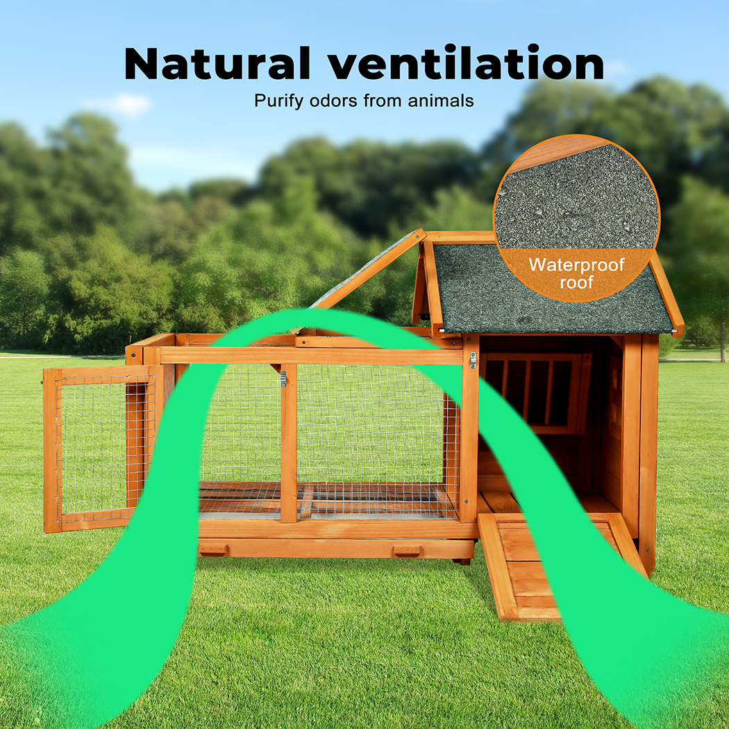 Pawz Chicken Coop Rabbit Hutch Large Hen Run Cage Hutches House Wooden Outdoor - Picture 14 of 45