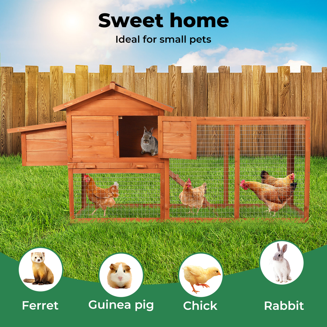 Pawz Chicken Coop Rabbit Hutch Large Hen Run Cage Hutches House Wooden Outdoor - Picture 24 of 45