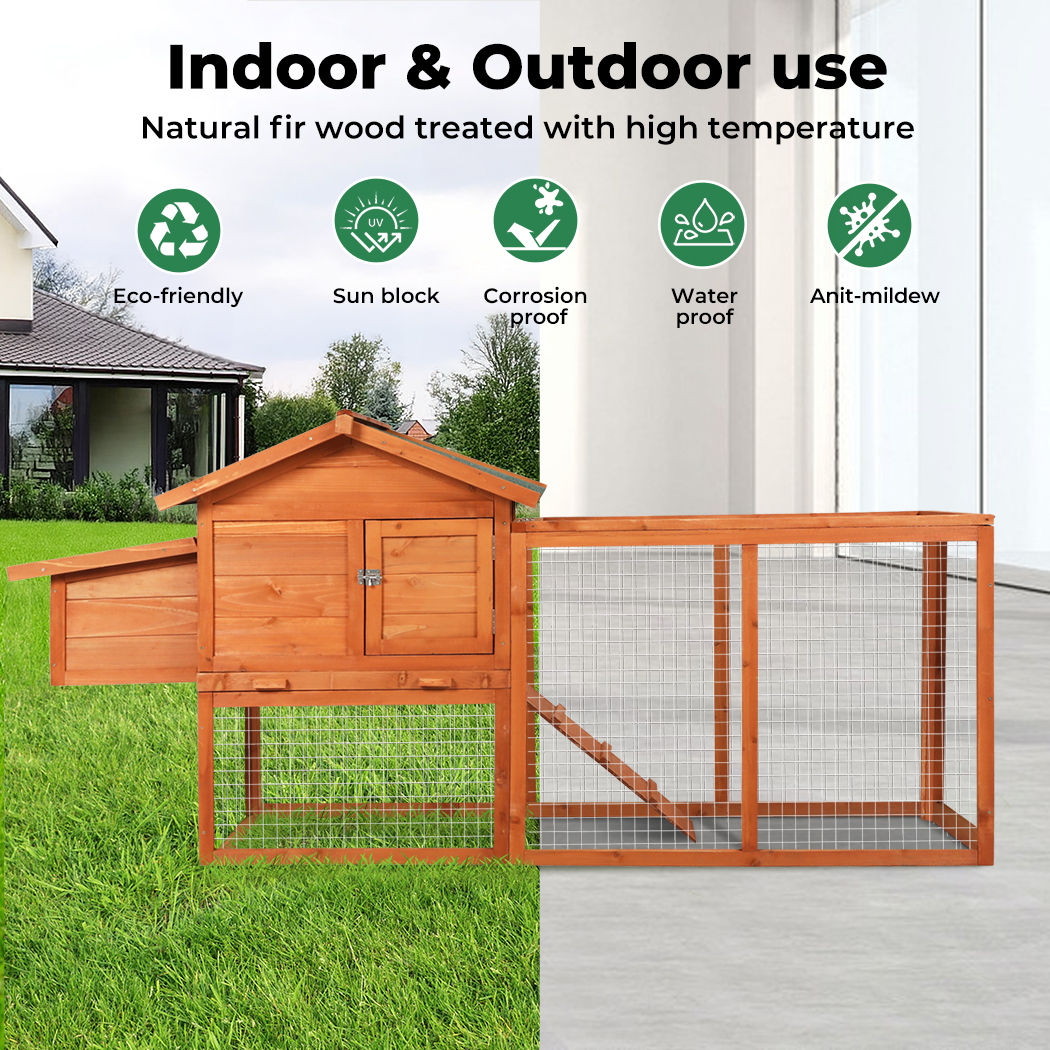 Pawz Chicken Coop Rabbit Hutch Large Hen Run Cage Hutches House Wooden Outdoor - Picture 25 of 45