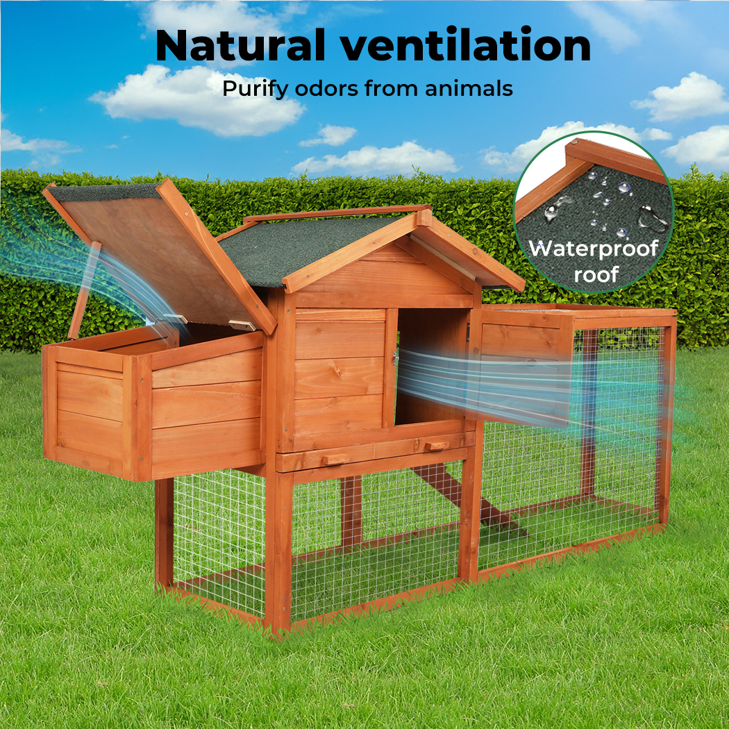 Pawz Chicken Coop Rabbit Hutch Large Hen Run Cage Hutches House Wooden Outdoor - Picture 26 of 45