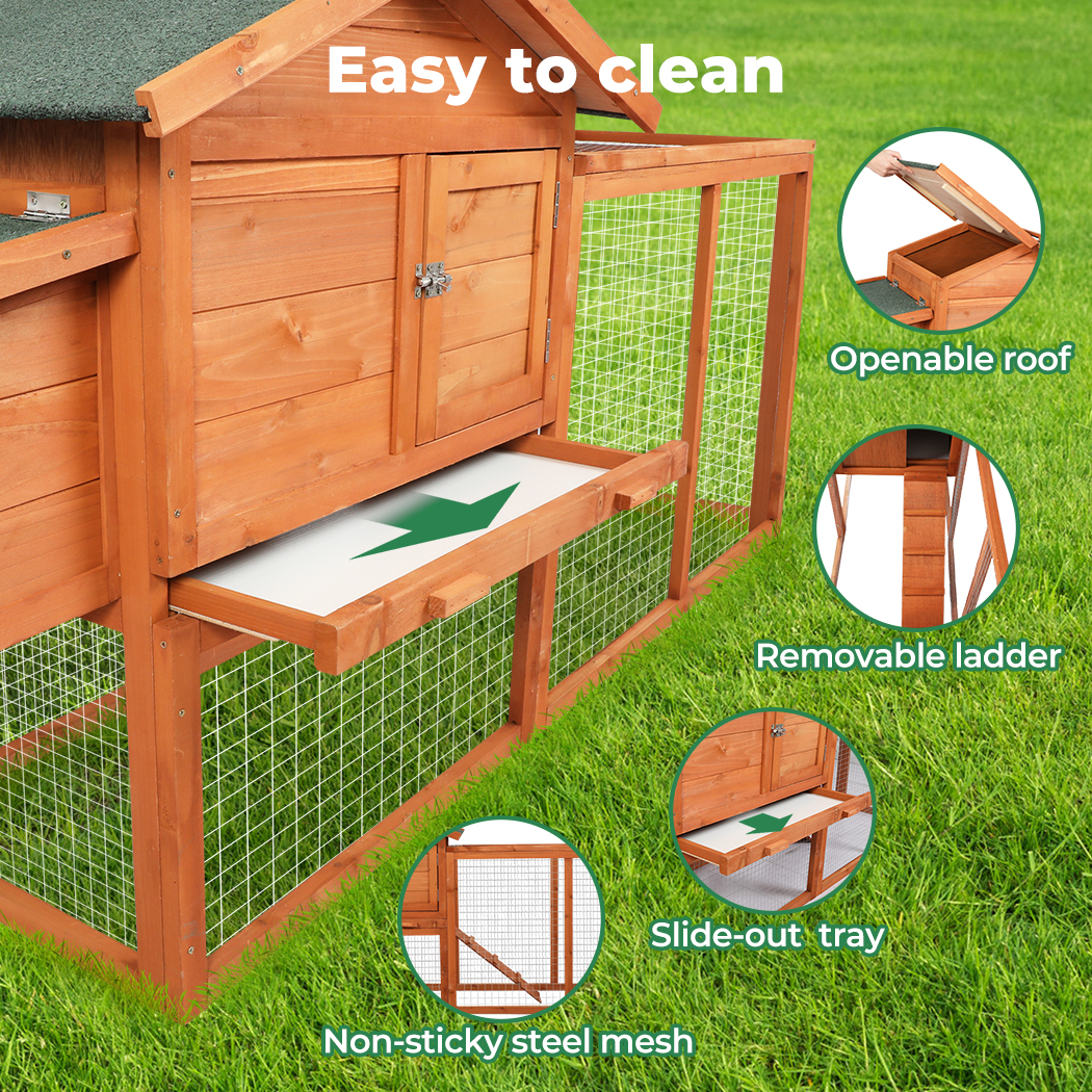 Pawz Chicken Coop Rabbit Hutch Large Hen Run Cage Hutches House Wooden Outdoor - Picture 30 of 45