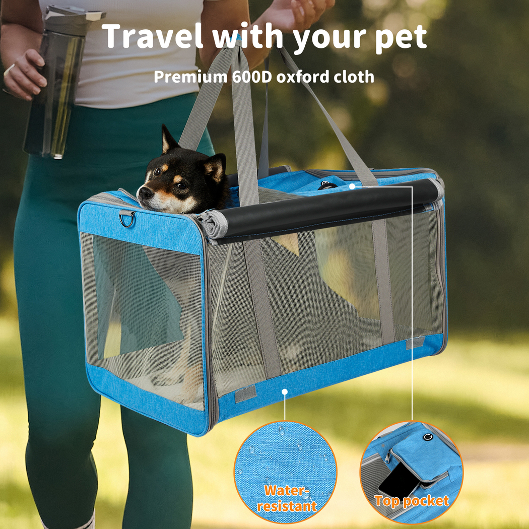 Pawz Pet Carrier Bag Foldable Dog Cat Soft Crate Travel Cage Portable Car Kennel - Picture 14 of 84