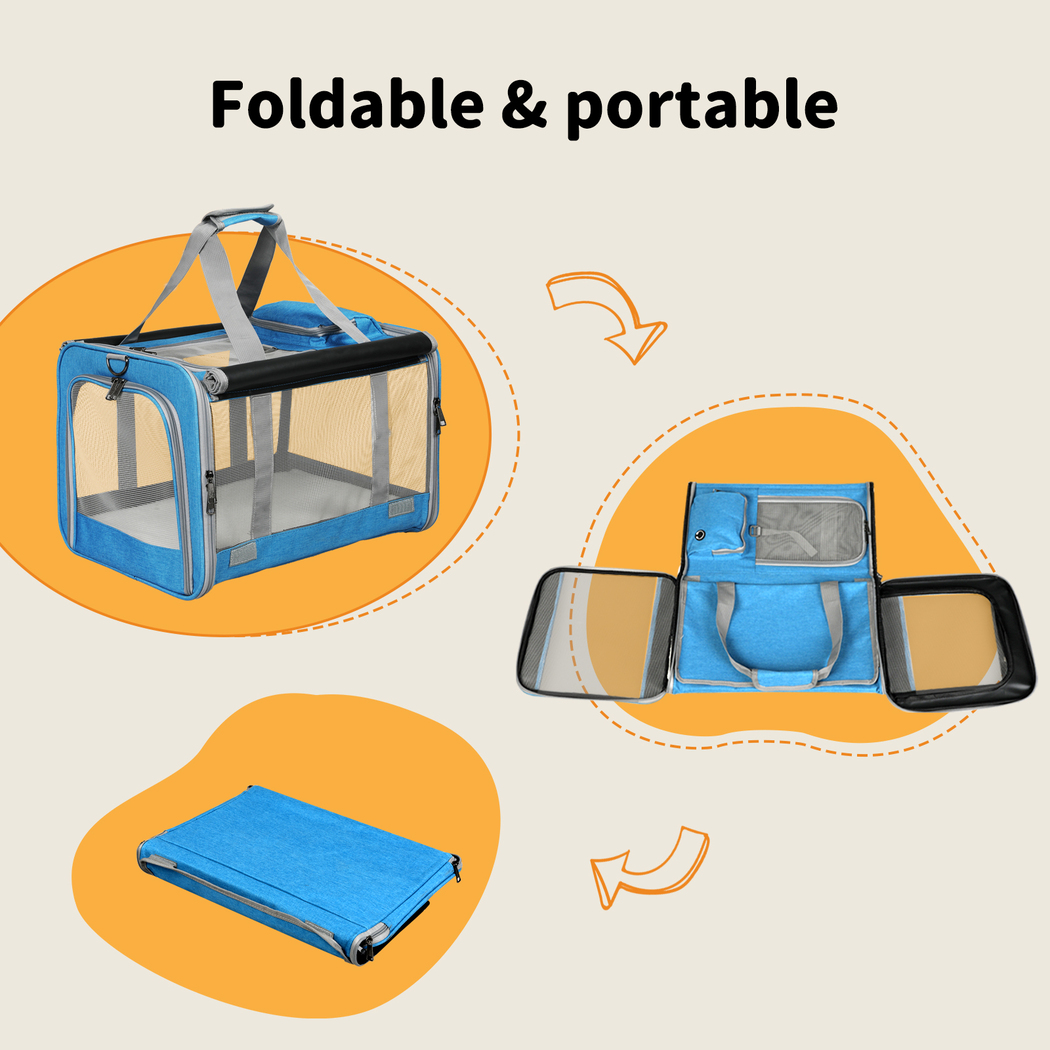 Pawz Pet Carrier Bag Foldable Dog Cat Soft Crate Travel Cage Portable Car Kennel - Picture 32 of 84