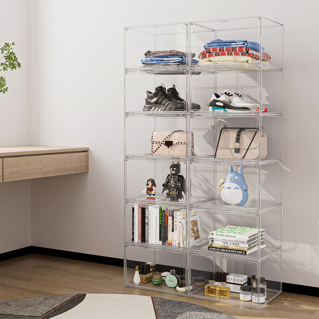 Shoe Storage Box Sneaker Display Case Collections Cabinet Stackable Magnetic - Picture 96 of 191
