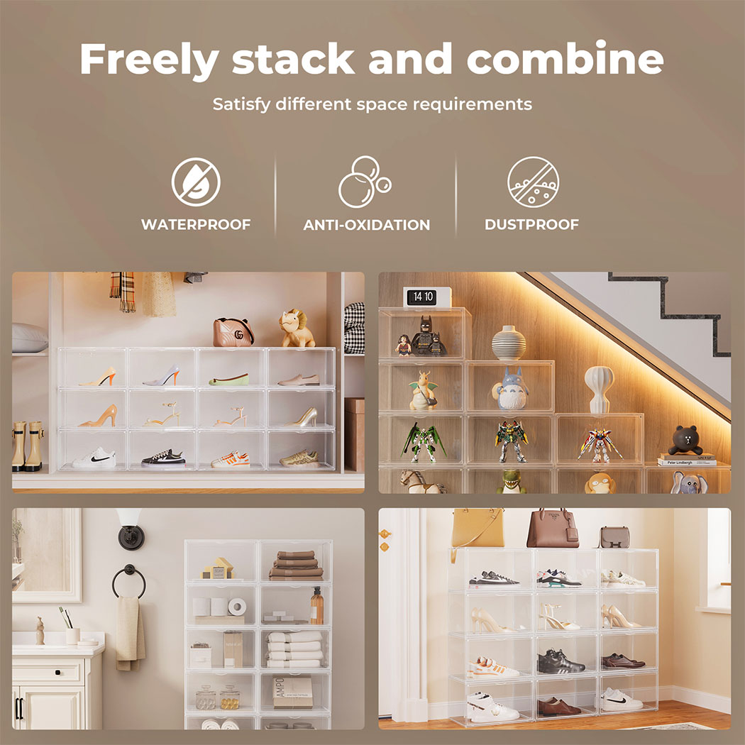 Shoe Storage Box Sneaker Display Case Collections Cabinet Stackable Magnetic - Picture 100 of 191