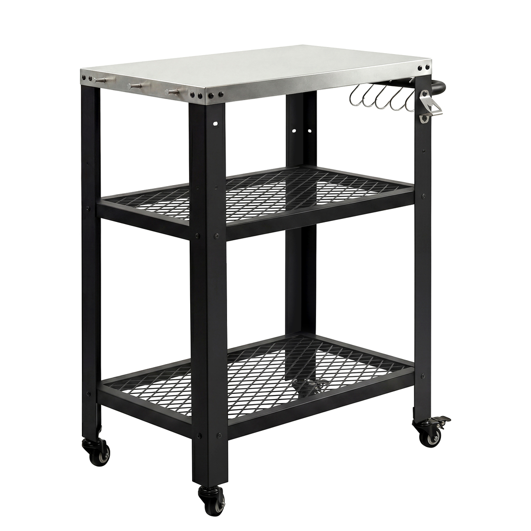 Levede Outdoor Kitchen Cart Mobile BBQ Grill Trolley Stainless Steel Prep Table