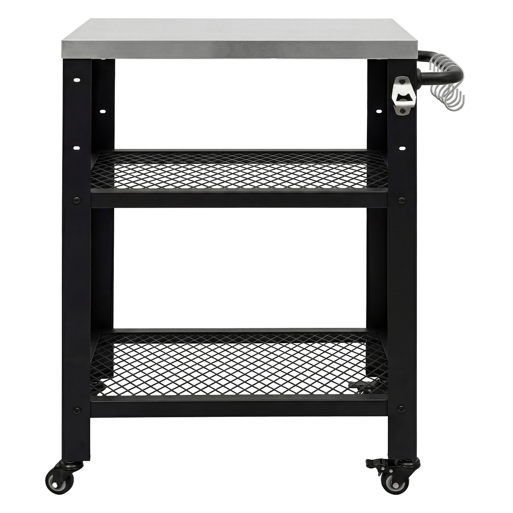 Levede Outdoor Kitchen Cart Mobile BBQ Grill Trolley Stainless Steel Prep Table detail