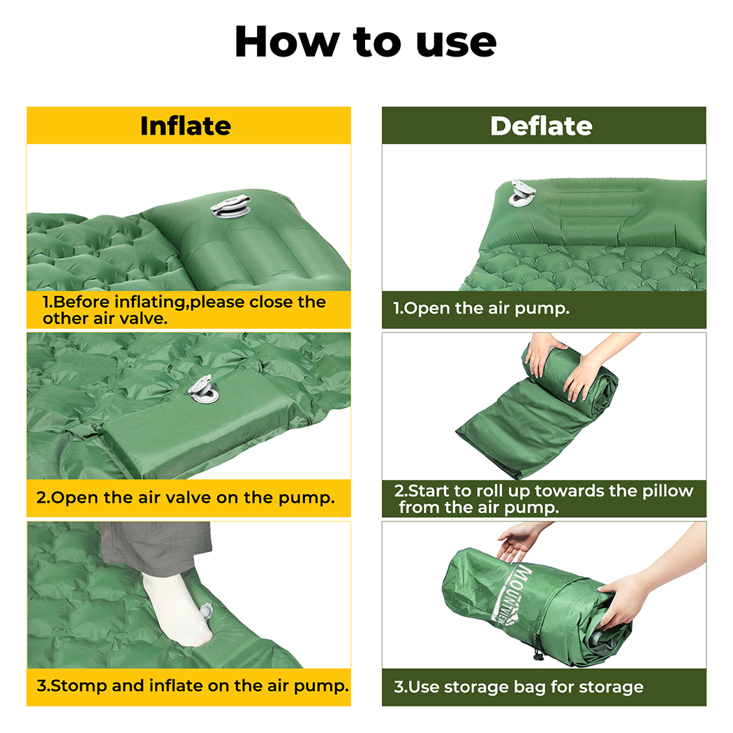 Mountview Self Inflating Mattress Camping Air Bed Sleeping Pad Double Pillow Bag - Picture 21 of 36
