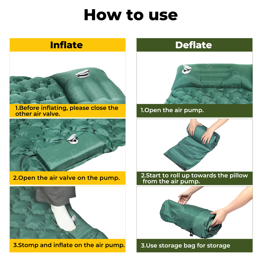 Mountview Self Inflating Mattress Camping Air Bed Sleeping Pad Double Pillow Bag - Picture 33 of 36