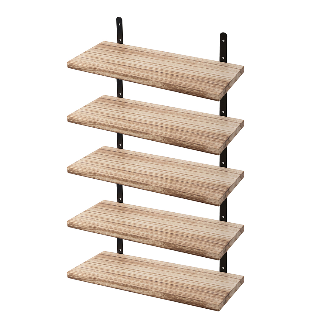 Levede Floating Wall Shelves 5Pcs Wood Wall Mounted Rustic Display Rack Bedroom
