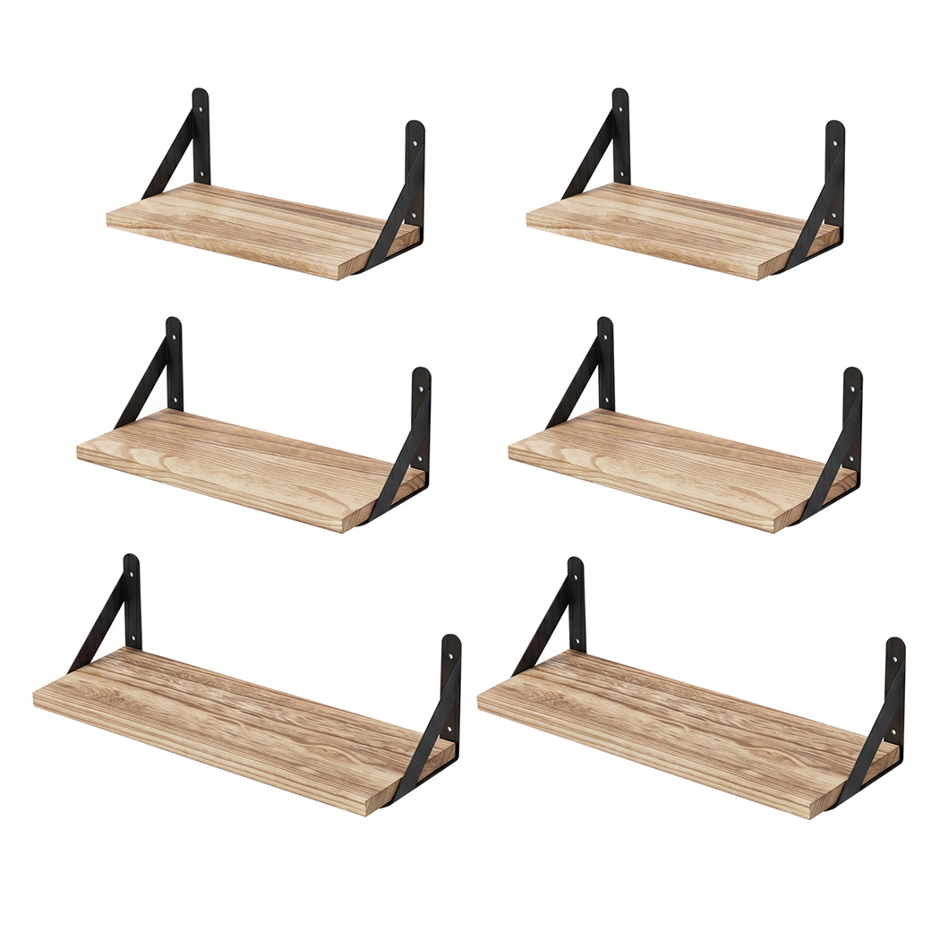 Levede Floating Wall Shelves 6 Pcs Wall Mounted Display Bookshelf Rack Kitchen