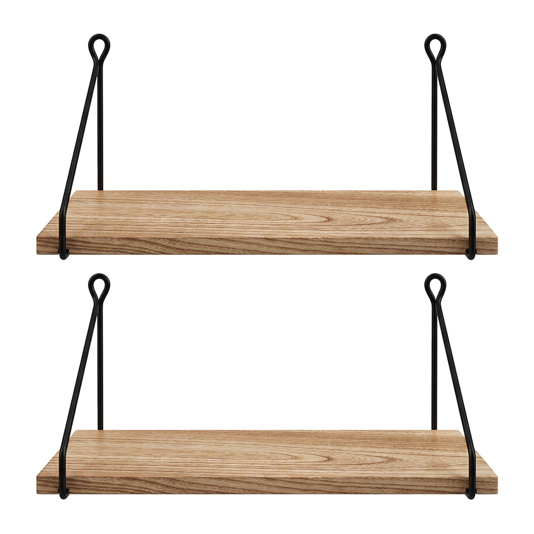 Levede Floating Wall Mounted Shelves Rustic 2Pcs Storage Display Bedroom Kitchen detail