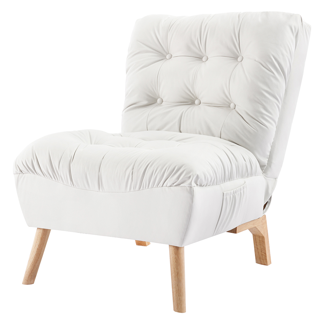 TopSellers-Accent Recliner Chair - Cream Leathaire  Adjustable & Easy Assembly