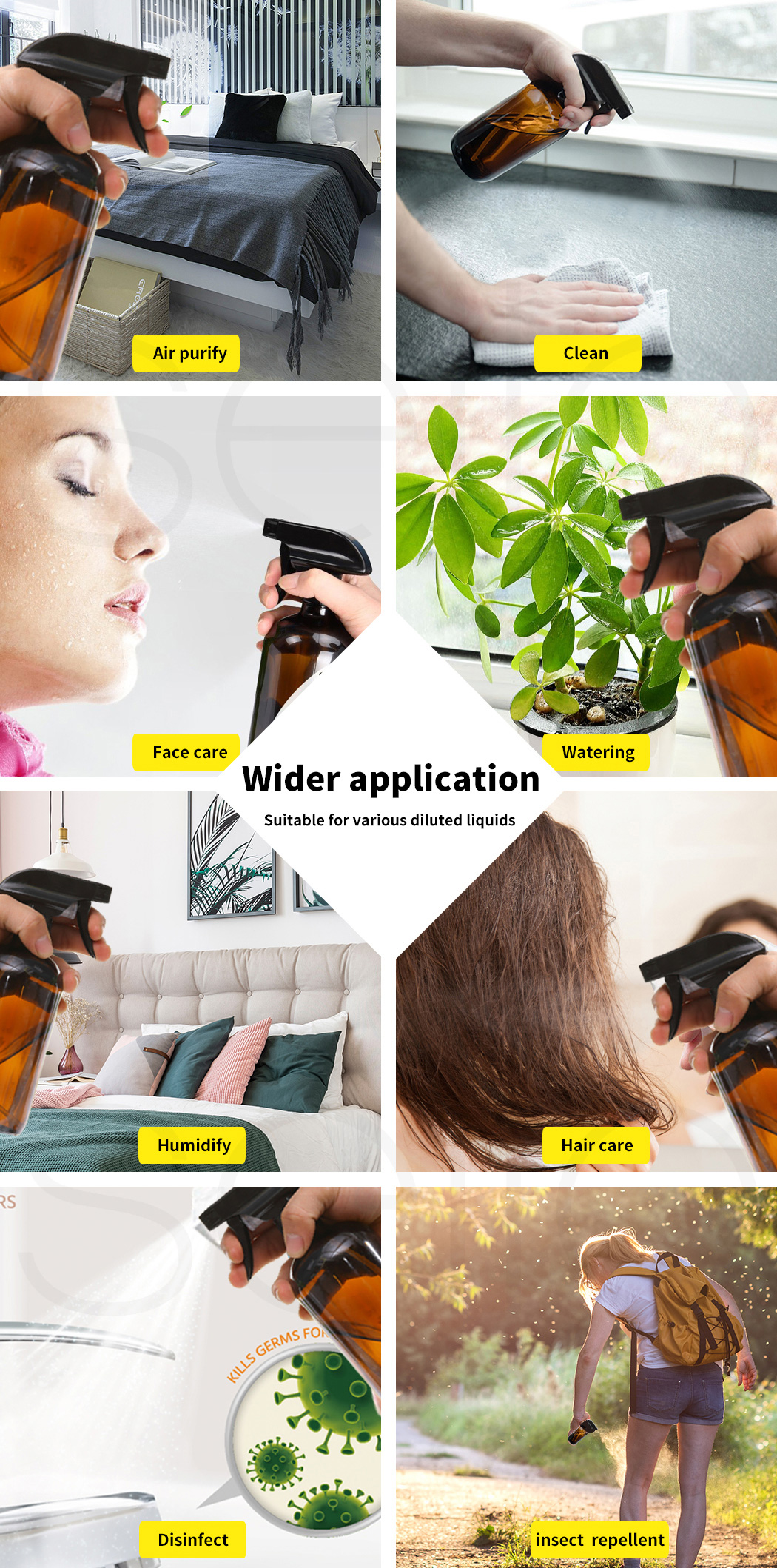 500ML Amber Glass Trigger Spray Bottle Essential Oil Aromatherapy Dispenser 4/6X - Picture 21 of 55