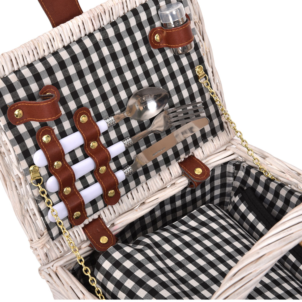 2 Person Picnic Basket Baskets Set Outdoor Blanket Deluxe Willow Gift Storage