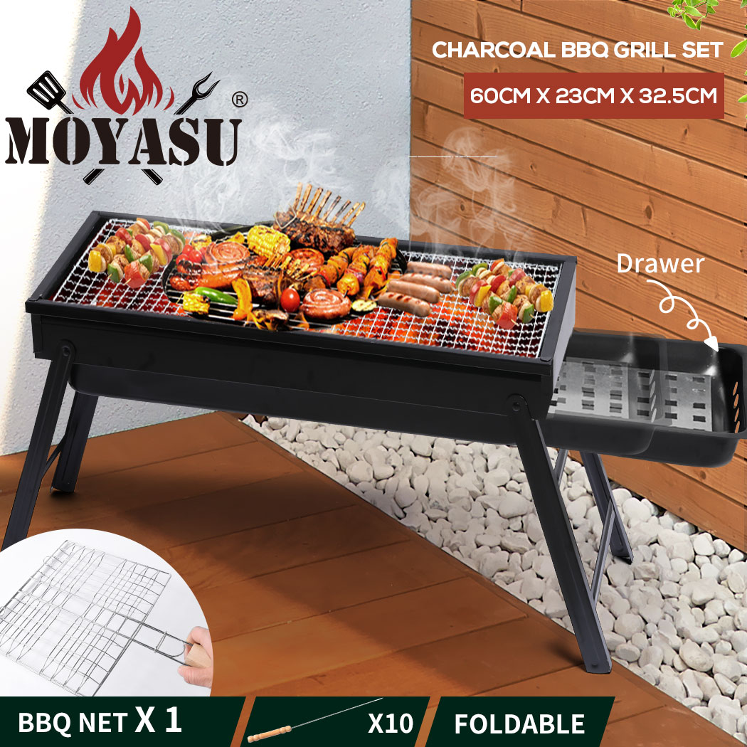Charcoal BBQ Grill Portable Hibachi Barbecue Outdoor Foldable Camping Picnic - Picture 36 of 69
