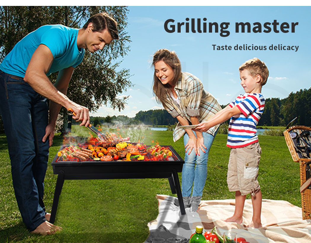 Charcoal BBQ Grill Portable Hibachi Barbecue Outdoor Foldable Camping Picnic - Picture 38 of 69