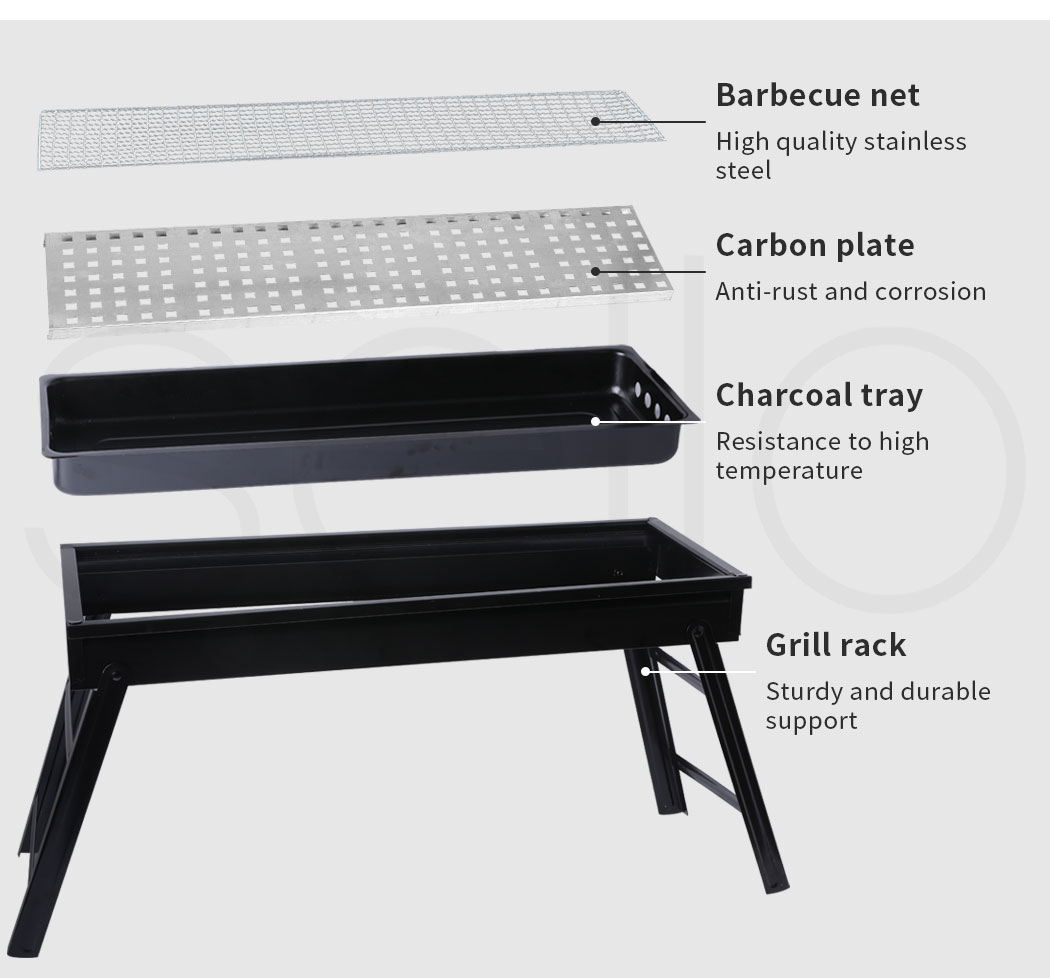 Charcoal BBQ Grill Portable Hibachi Barbecue Outdoor Foldable Camping Picnic - Picture 40 of 69