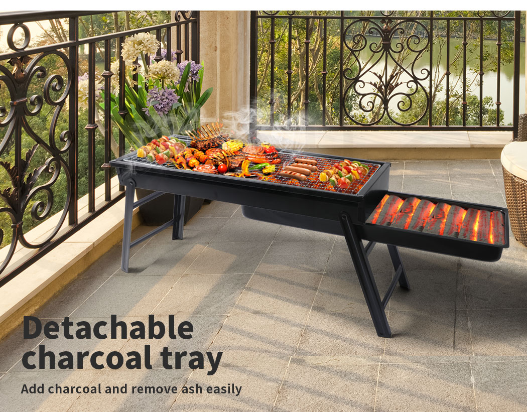 Charcoal BBQ Grill Portable Hibachi Barbecue Outdoor Foldable Camping Picnic - Picture 41 of 69