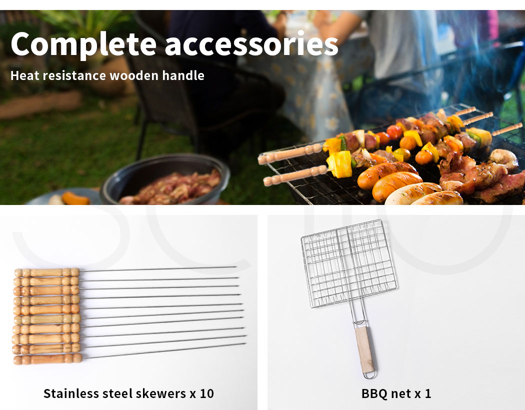 Charcoal BBQ Grill Portable Hibachi Barbecue Outdoor Foldable Camping Picnic - Picture 43 of 69