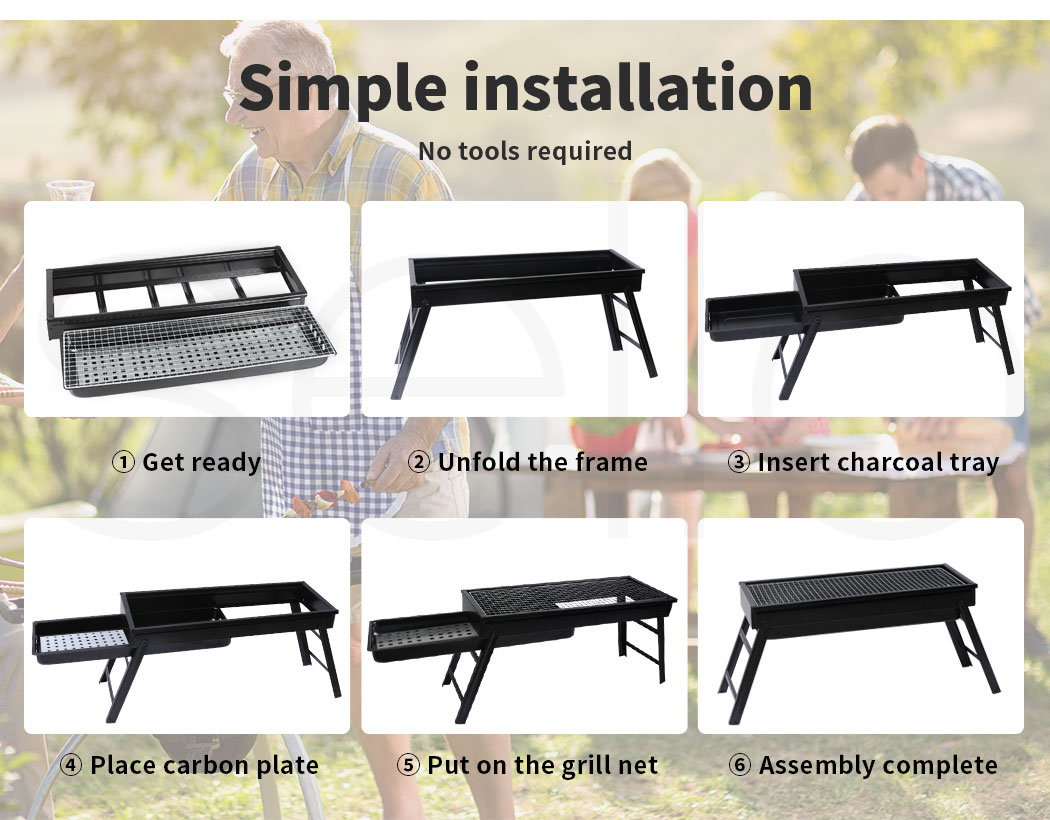 Charcoal BBQ Grill Portable Hibachi Barbecue Outdoor Foldable Camping Picnic - Picture 45 of 69