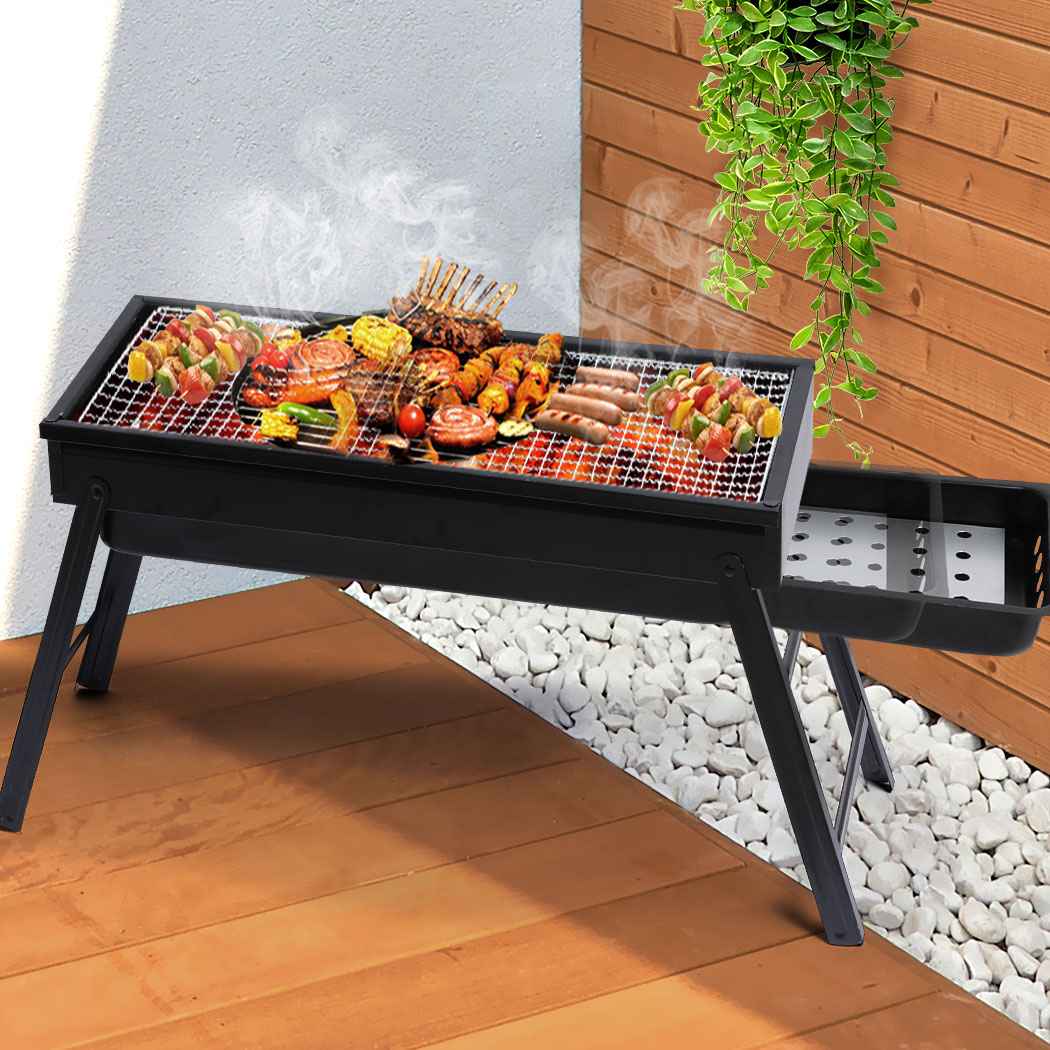 Charcoal BBQ Grill Portable Smoker Barbecue Outdoor Foldable Camping Picnic Set