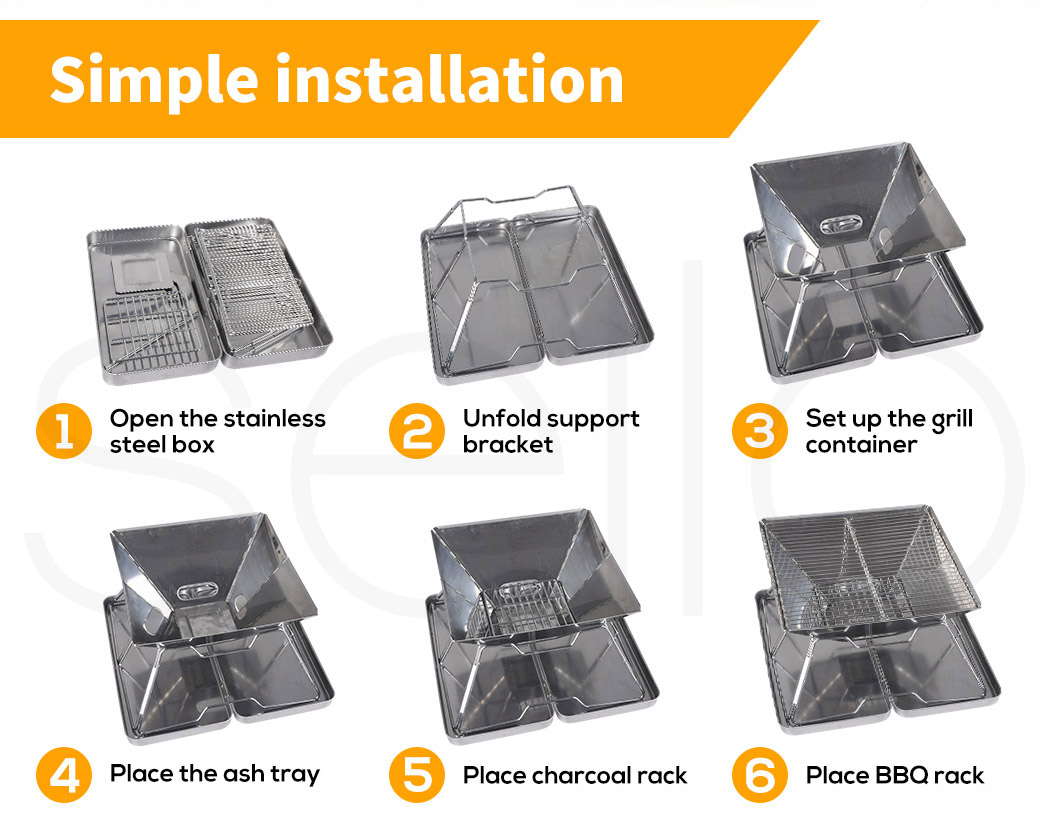 Charcoal BBQ Grill Portable Hibachi Barbecue Outdoor Foldable Camping Picnic - Picture 66 of 69