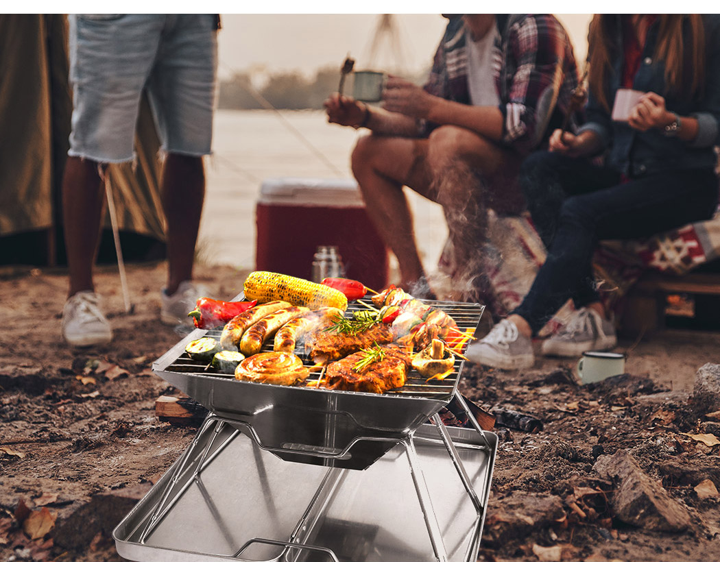 Charcoal BBQ Grill Portable Hibachi Barbecue Outdoor Foldable Camping Picnic - Picture 68 of 69