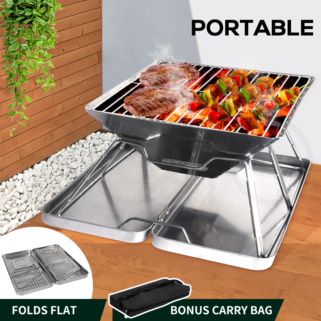 Charcoal BBQ Grill Portable Hibachi Barbecue Outdoor Foldable Camping Picnic - Picture 60 of 69