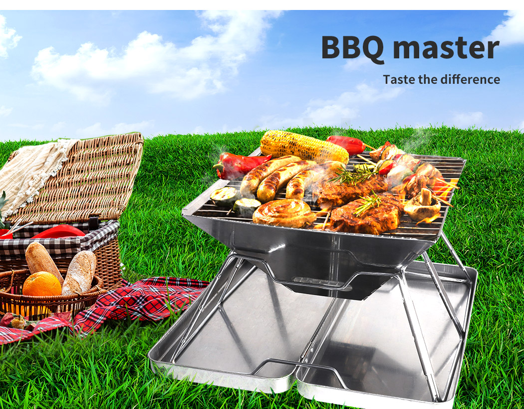 Charcoal BBQ Grill Portable Hibachi Barbecue Outdoor Foldable Camping Picnic - Picture 61 of 69