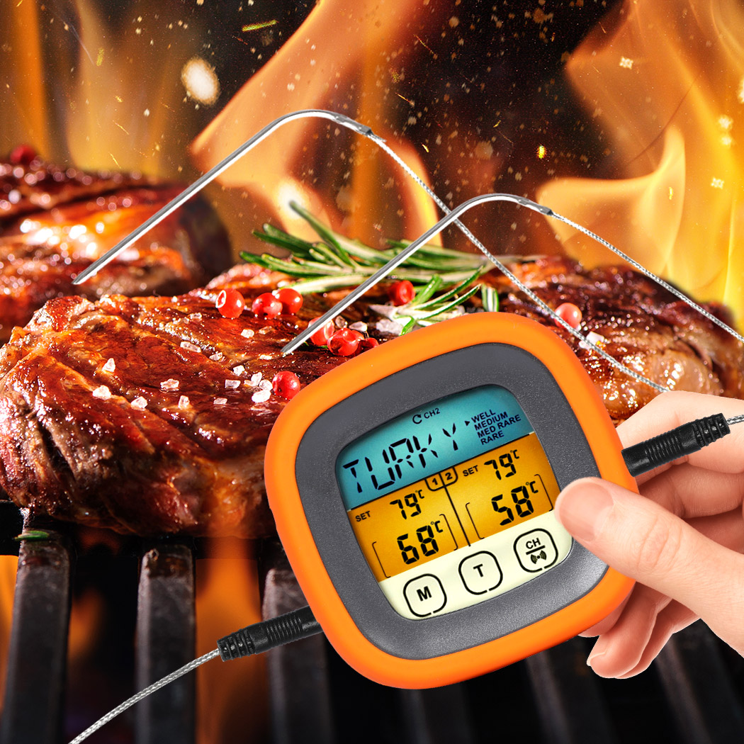 Digital Food Thermometer BBQ  2 Probe Cooking Meat Kitchen Temperature Magnet