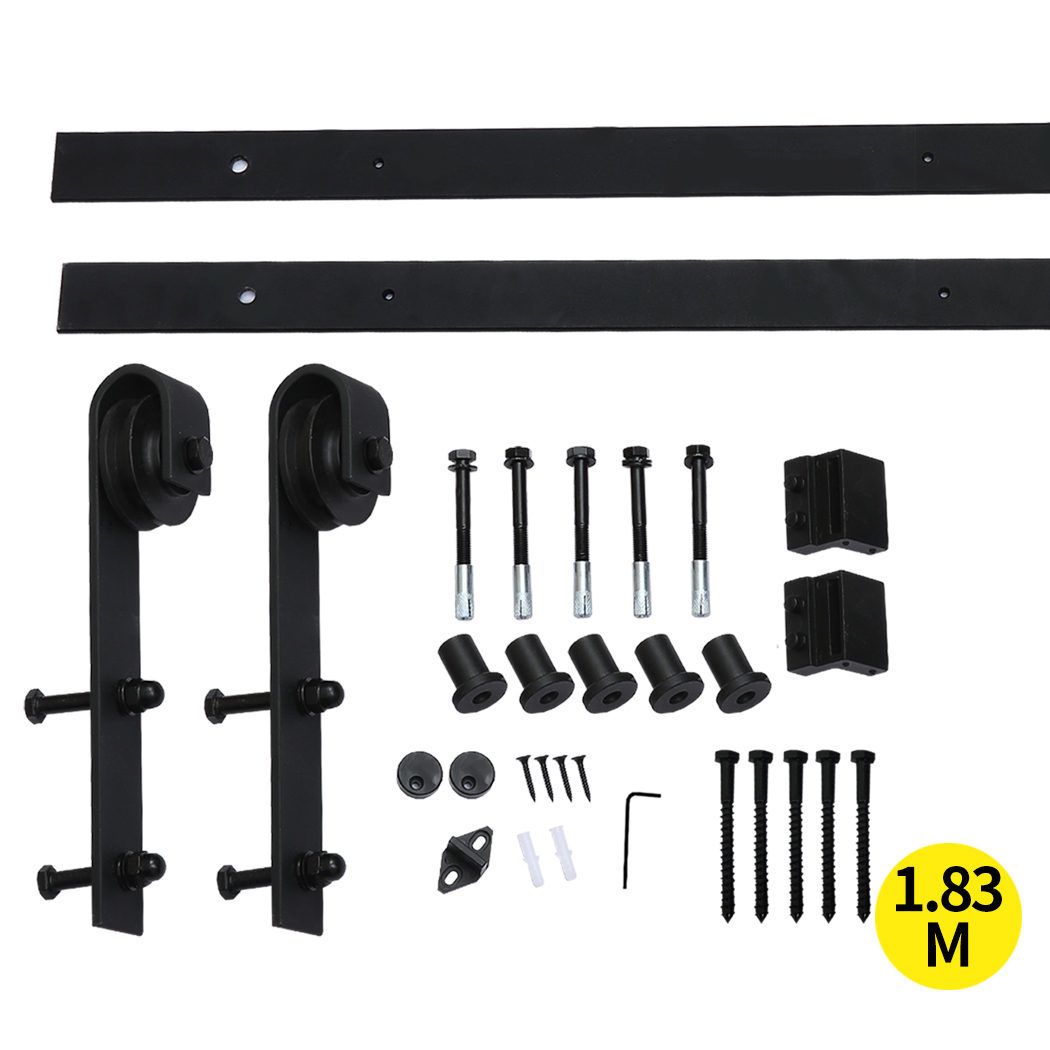 TopSellers-Sliding Door Kit - Black Barn Door Kit 1.83m Easy Install