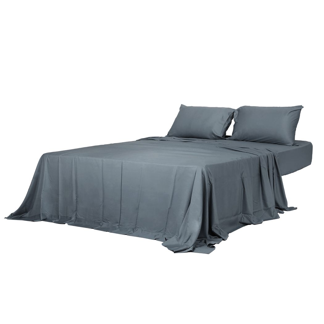 TopSellers-Bamboo Bed Sheet Set - Double Size Charcoal  Soft & Hypoallergenic