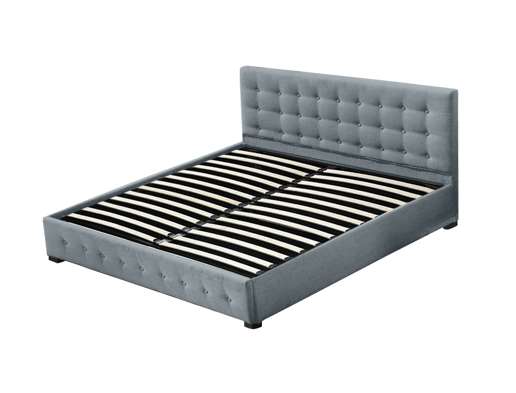 Levede Wooden Bed Frame Double Queen King Fabric Storage Mattress Base Gas Lift - Picture 81 of 159