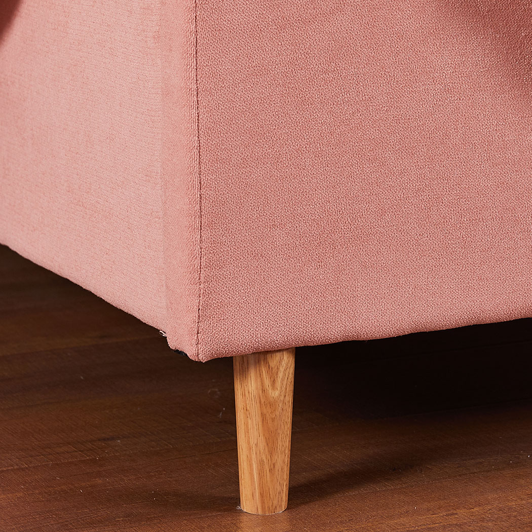 Levede Bed Frame Queen Size Linen Base Bedhead Headboard Wooden Platform Pink
