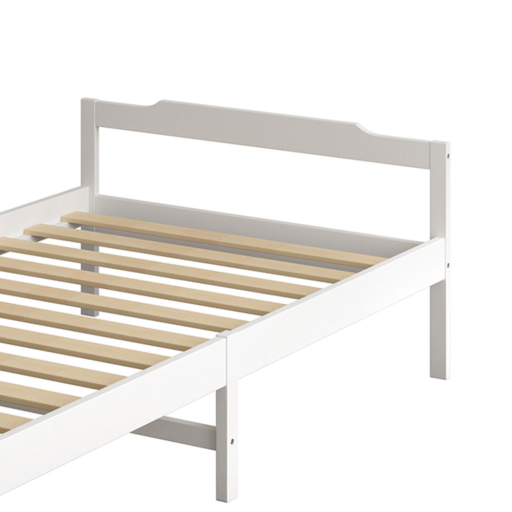 Levede Wooden Bed Frame Single Size Mattress Base Solid Timber Pine Wood White