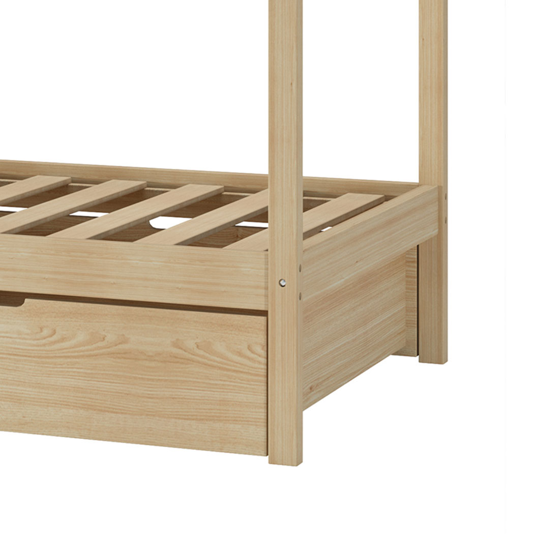 Levede Bed Frame Wooden Single Timber House Frame Mattress Base Storage Drawers
