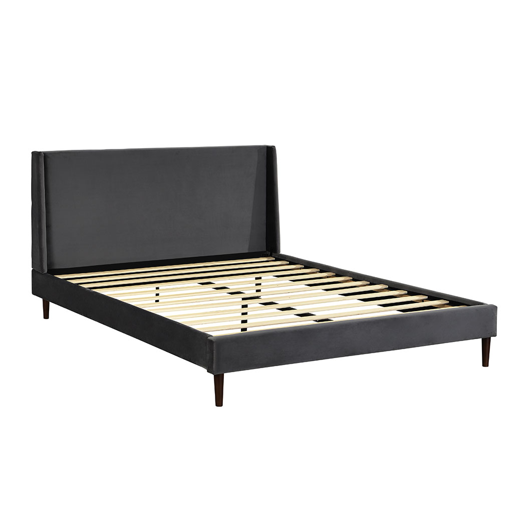 Levede Velvet Bed Frame Double Queen Size Mattress Base Platform Wood ...