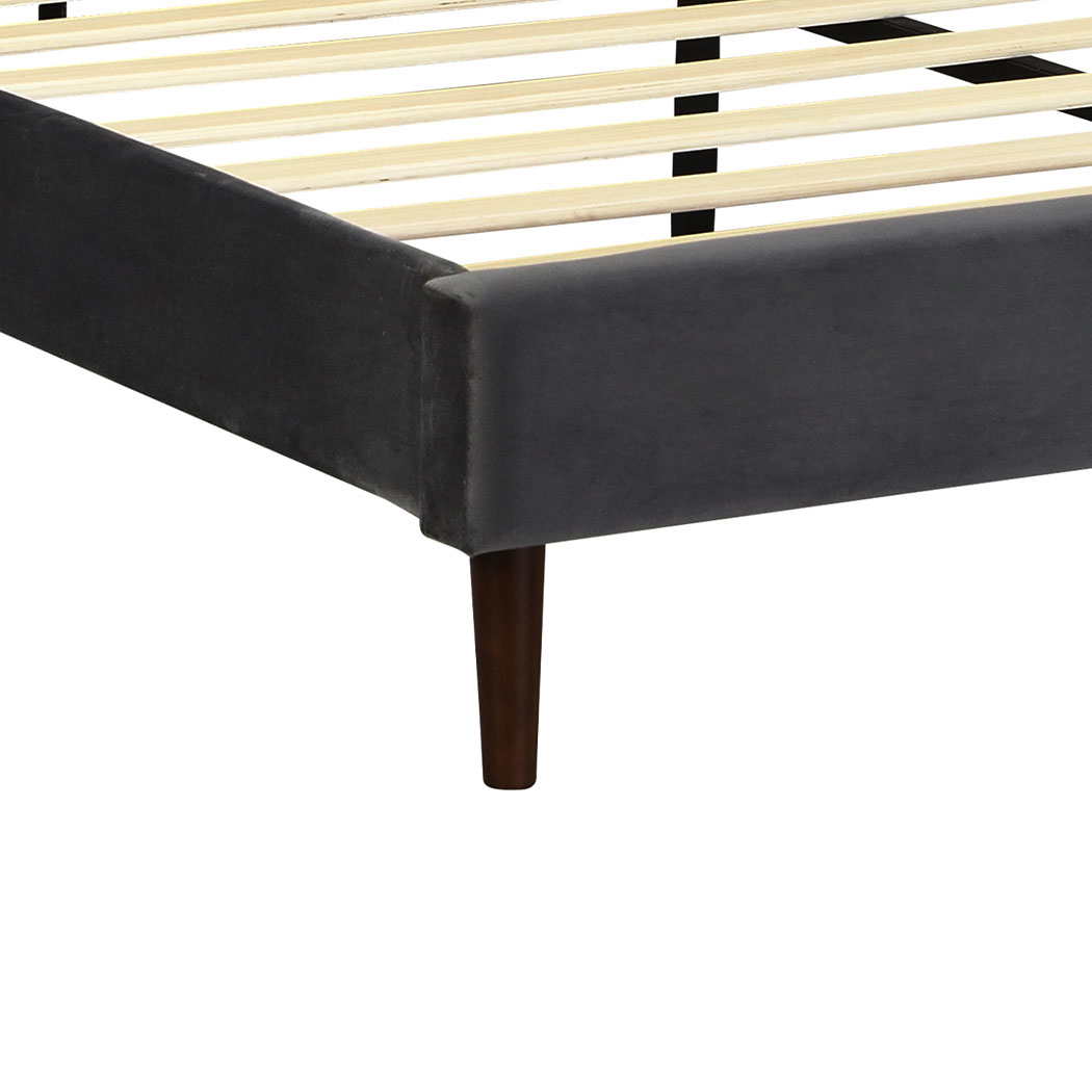 Levede Bed Frame Queen Size Mattress Base Platform Wooden Velevt Headboard Grey