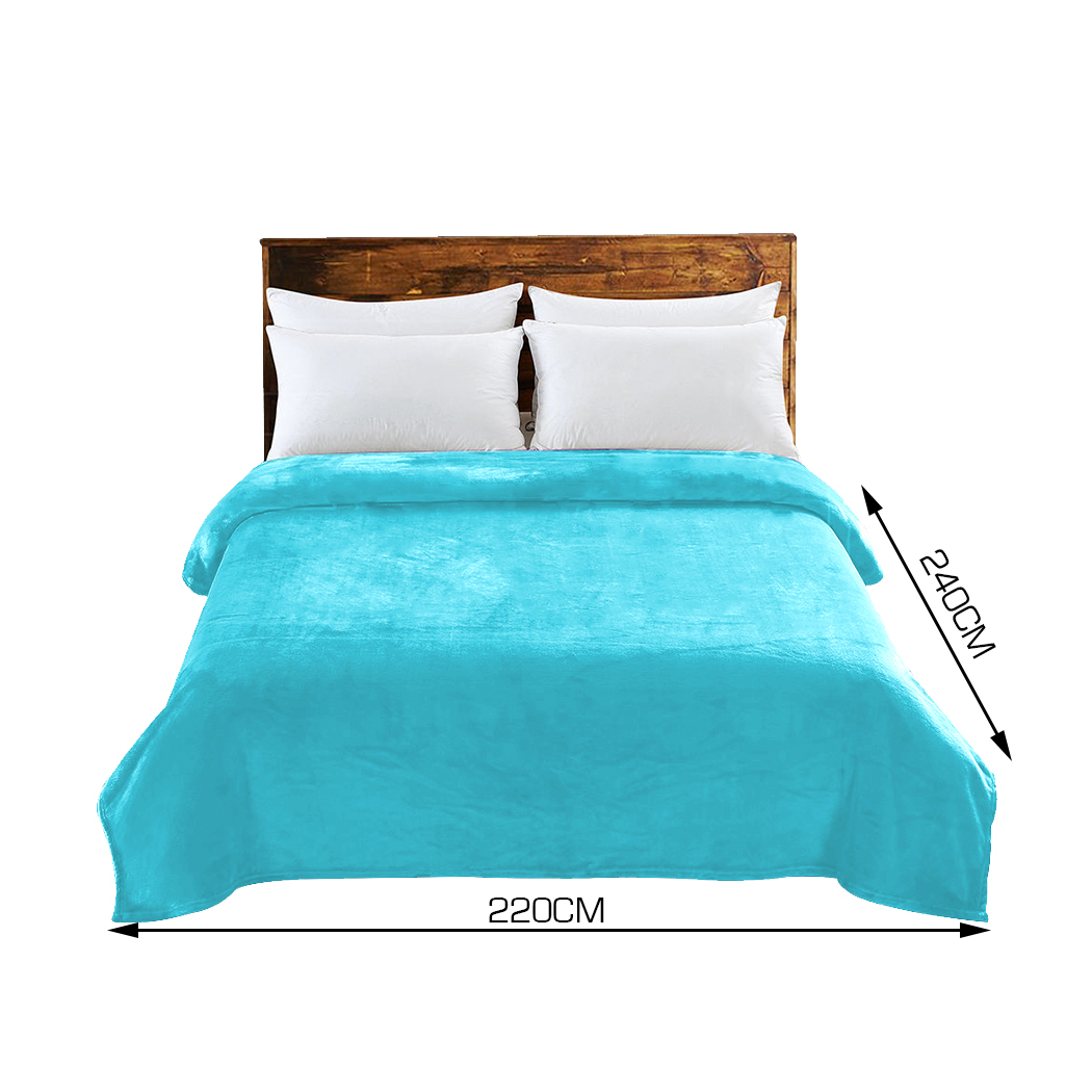 DreamZ 320GSM 220x240cm Ultra Soft Mink Blanket Warm Throw in Teal Colour