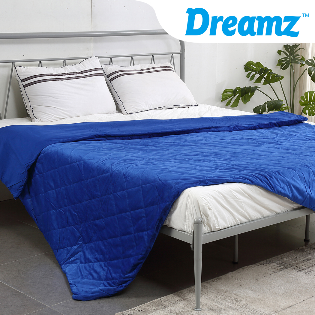 DreamZ 121x91cm Anti Anxiety Weighted Blanket Blankets Bamboo Cover Only Blue