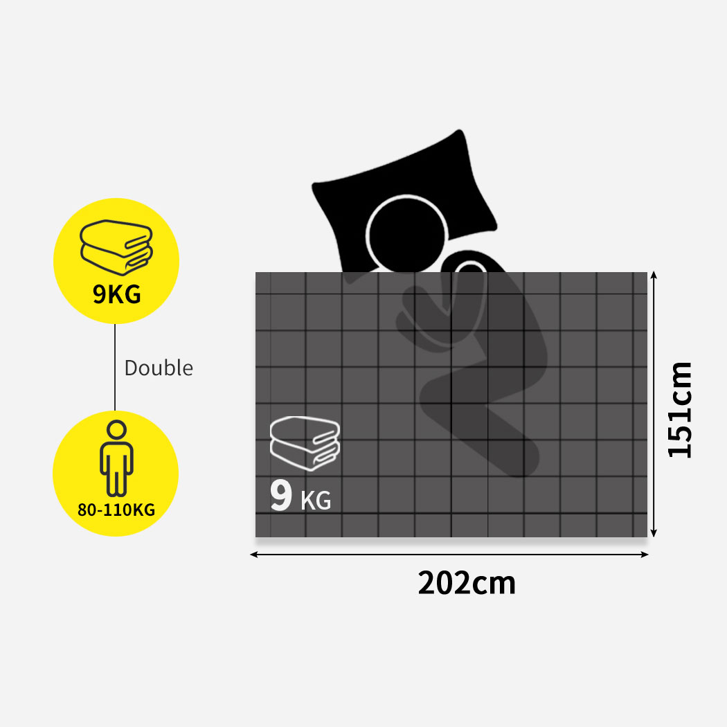 DreamZ 9KG Weighted Blanket Promote Deep Sleep Anti Anxiety Double Dark Grey