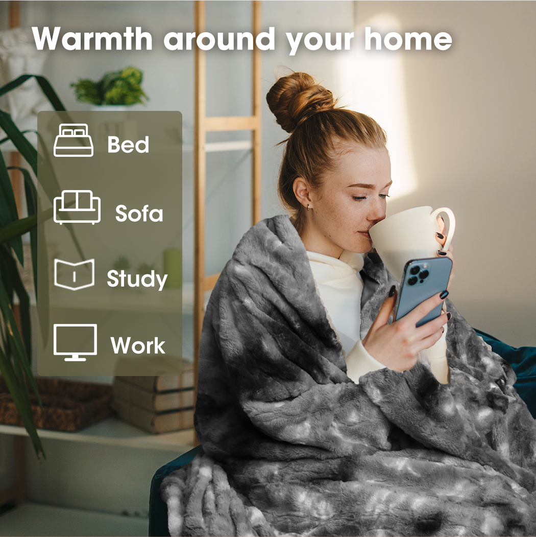 Dreamz Throw Blanket Luxury Tie-dyed Fleece Faux Fur Bed Sofa 500GSm Thick Soft - Picture 53 of 58